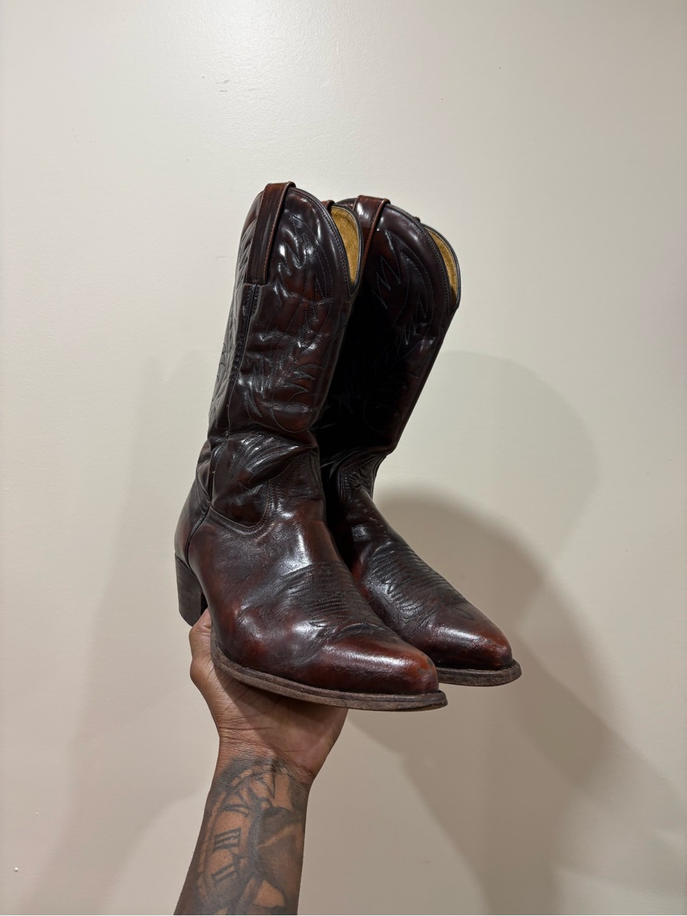 Vintage Leather Western Cowboy Boots